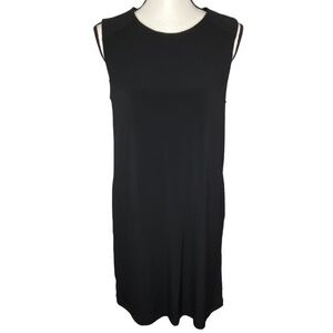 Tahari Little Black Dress Sleeveless Pullover Stretch with 2 Side Pockets Size 8